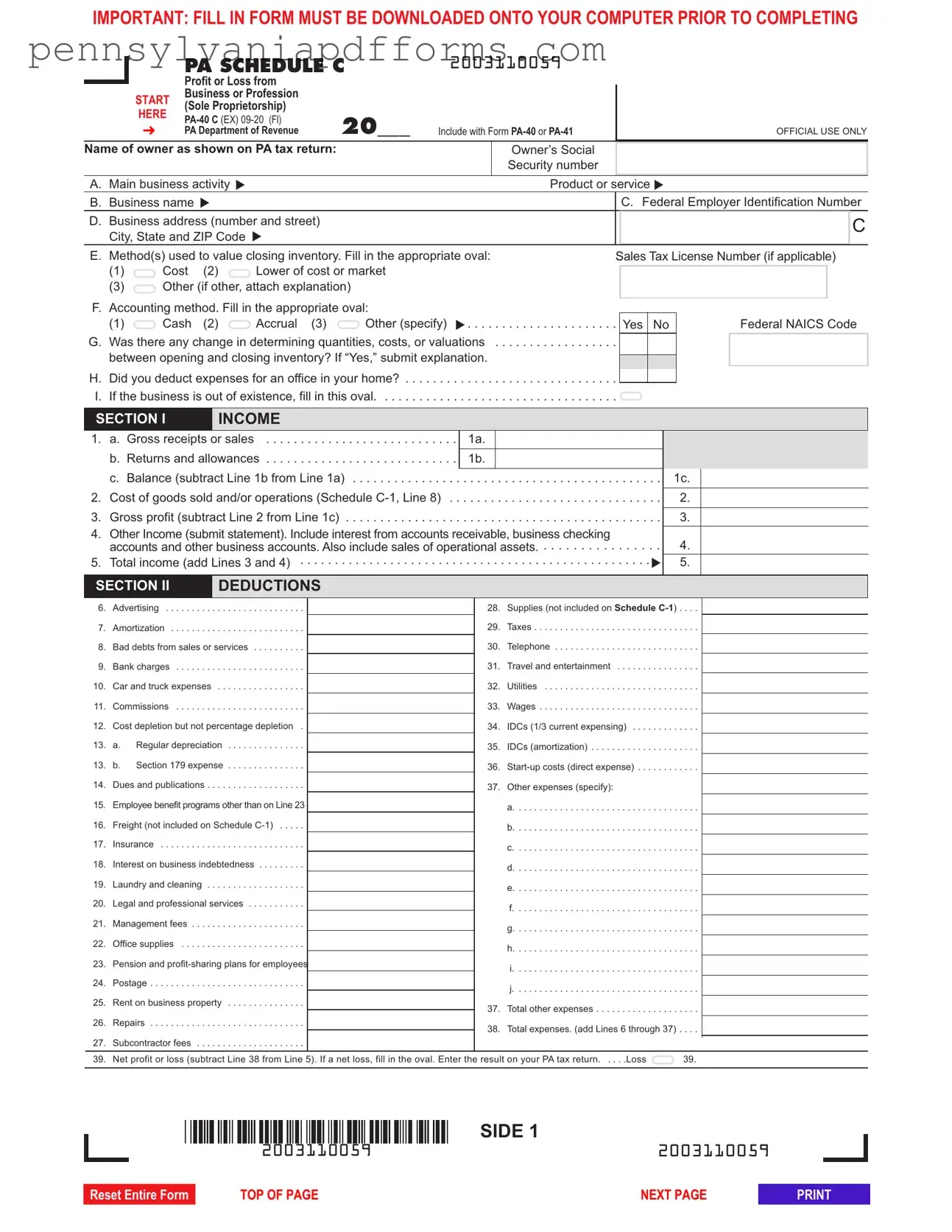 Pa 40 C Form