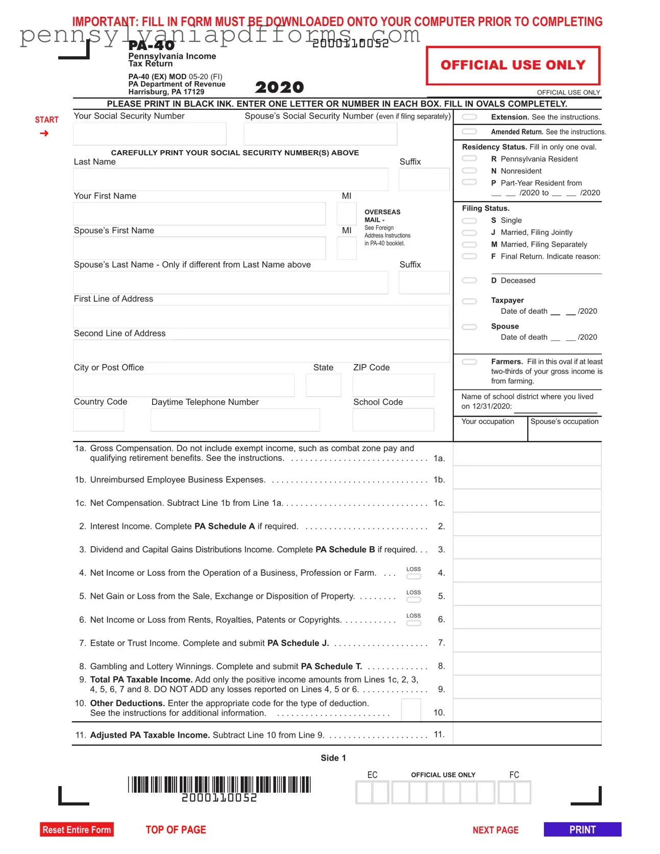 Pa 40 Tax Form