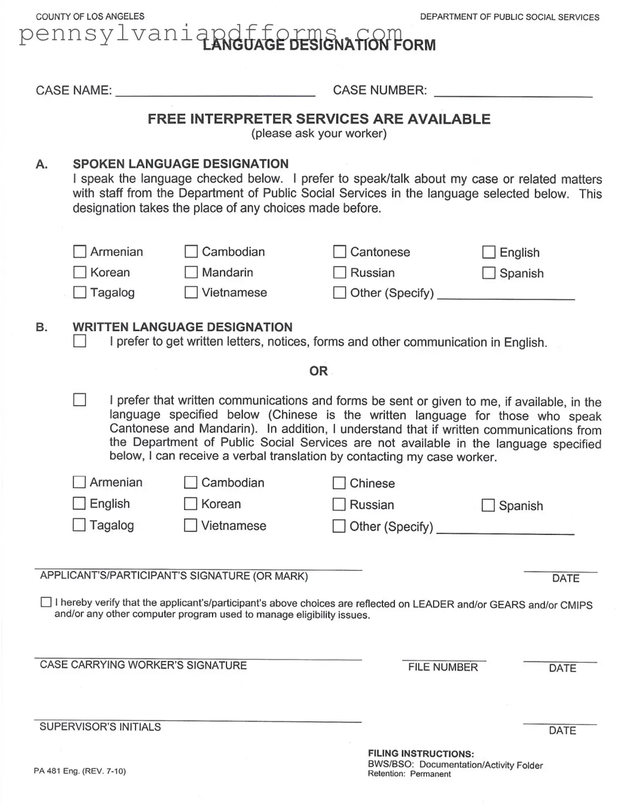 Pa 481 Form