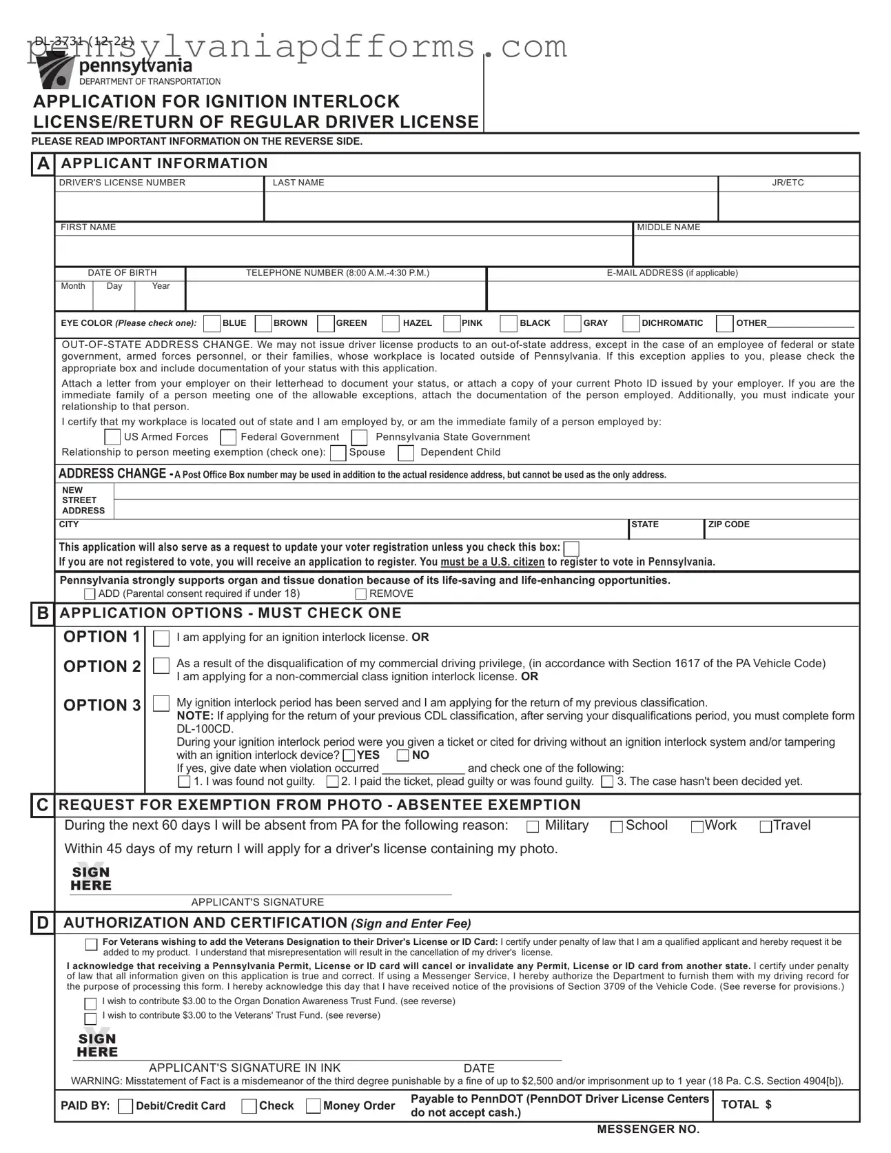 Pa Dl 3731 Form