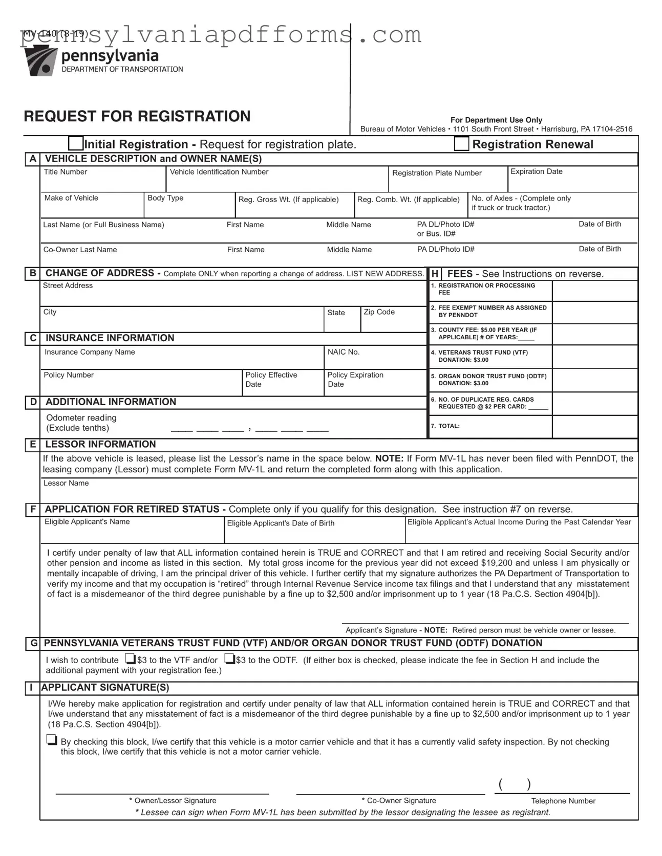 Pa Mv 140 Form