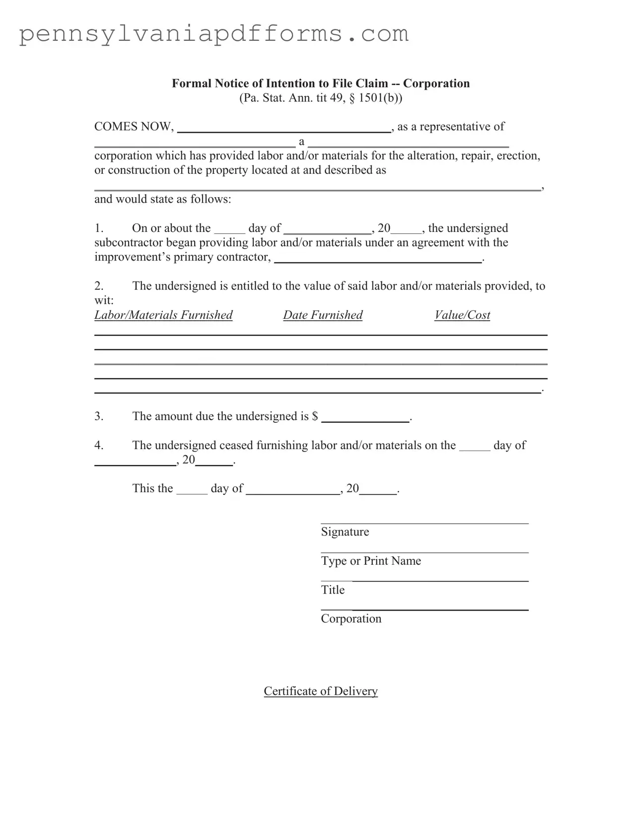 Pa Notice Form