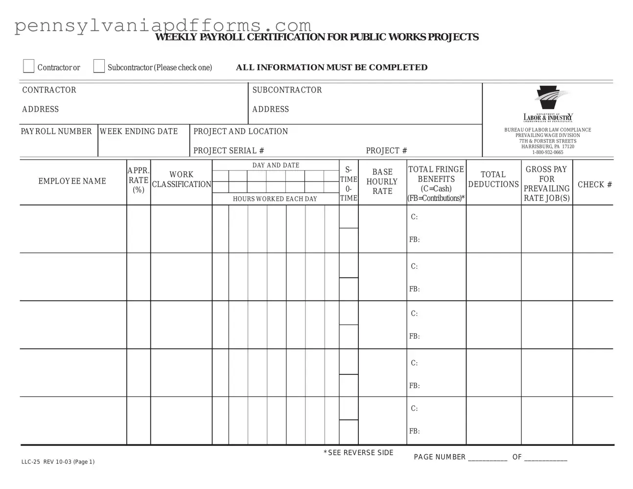 Pa Payroll Form