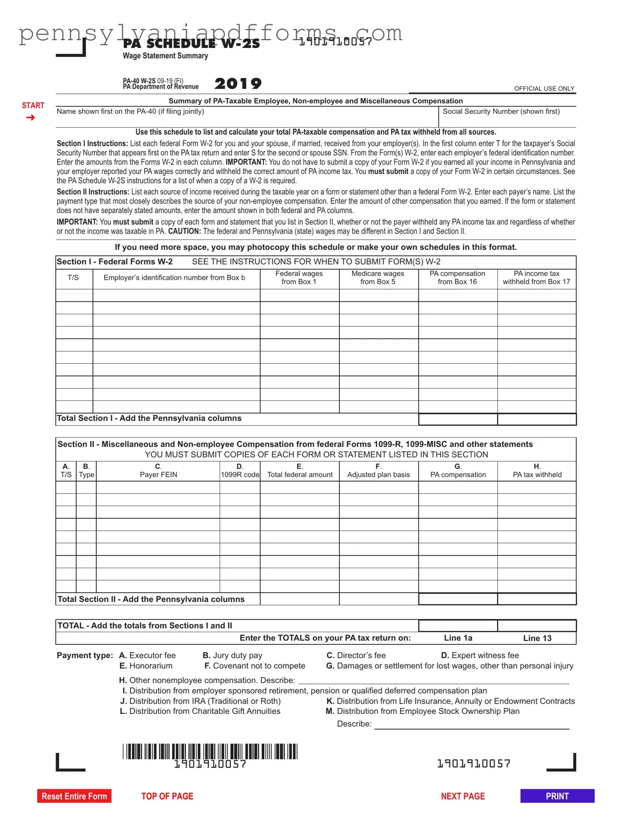 Pa W2S Form