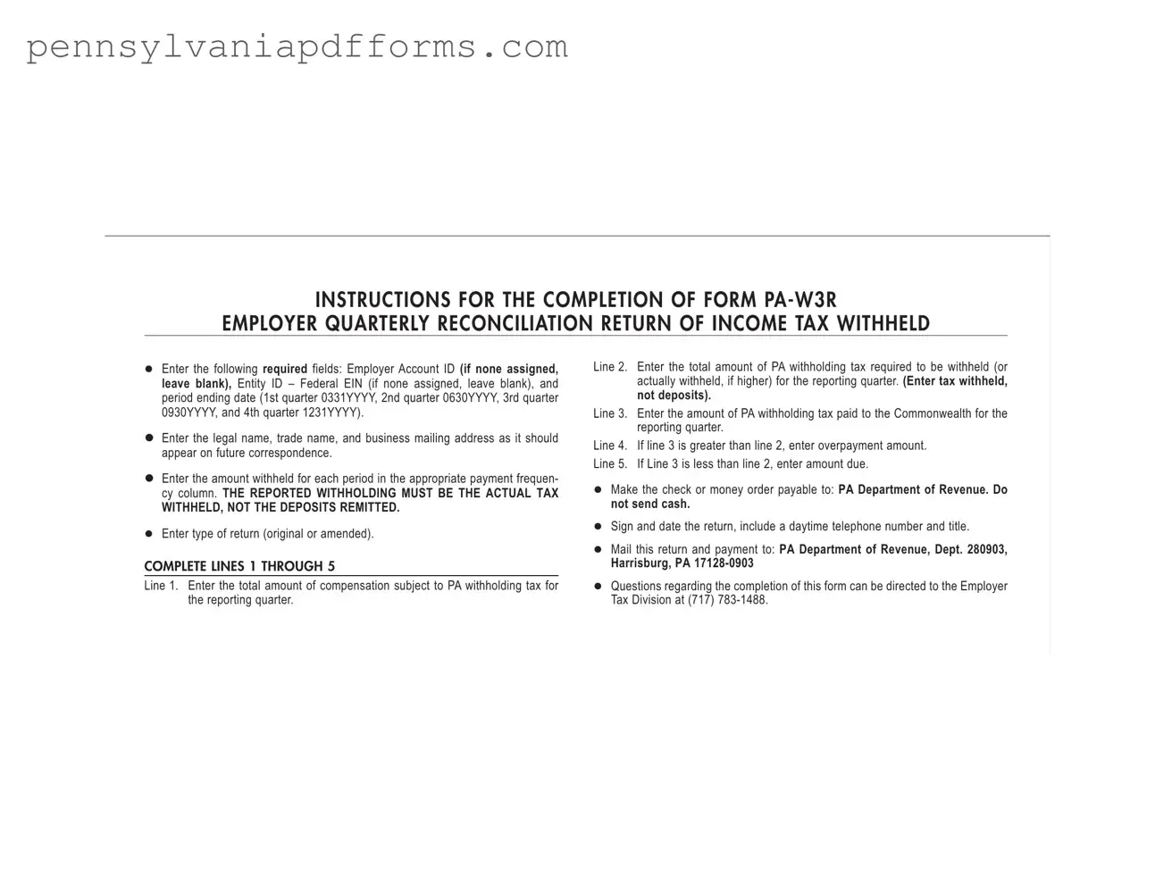 Pa W3R Form