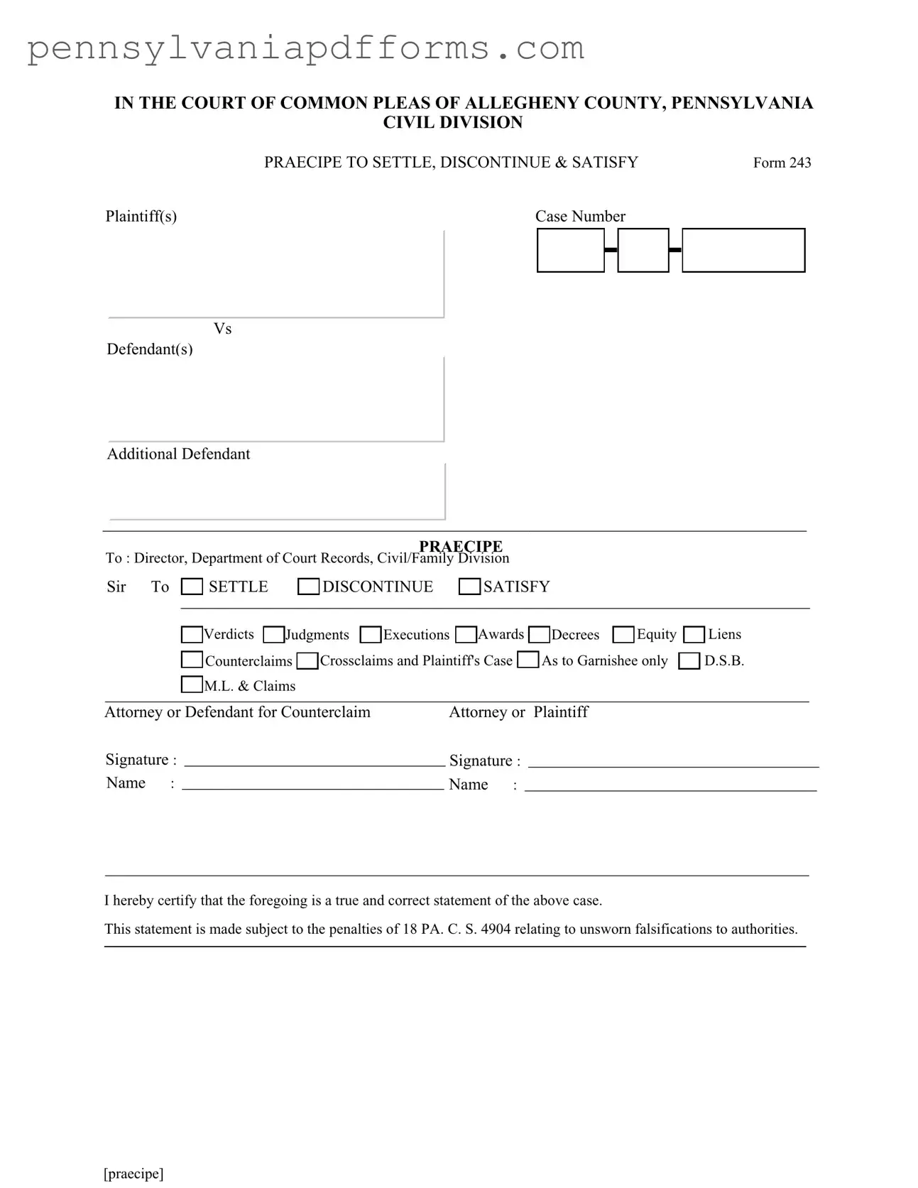 Pennsylvania 243 Form