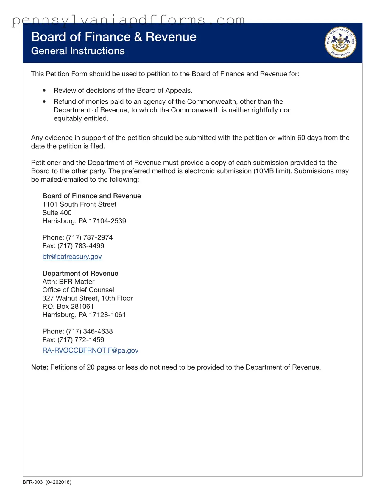 Pennsylvania Petition Form