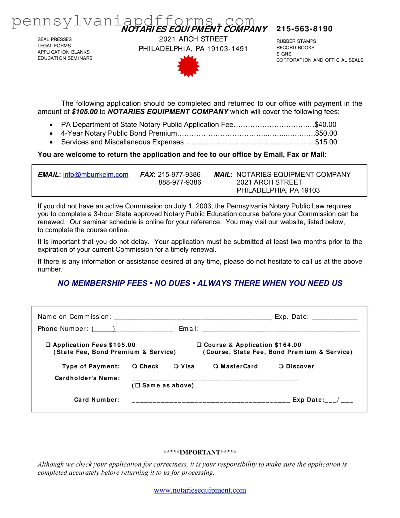 Pennsylvania Public Application Form