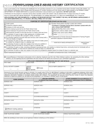 Pa Child Abuse History Clearance Form