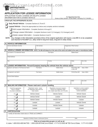 Pennsylvania Mv 1L Form